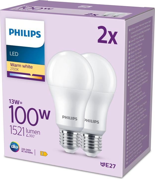 Actual product image Philips Bulbs (E27, 13 W, 1521 lm, 2 x, E)