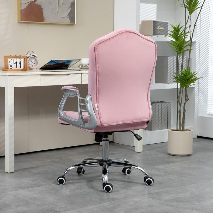 Actual product image Swisshandel24 Office chair with rocking function, ergonomic, with crystal buttons, velvet look, up to 120kg, pink