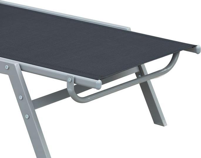 Produktbild Swisshandel24 Garten-Sonnenliege, Relaxliege, 5-stufige Rückenlehne, Metall, Schwarz 170 x 58 x 97 cm (170 cm)