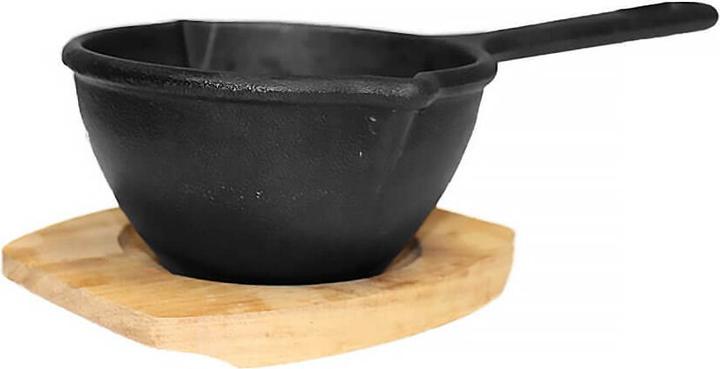 Actual product image All'Grill Sauce pan with wooden trivet ø 12 x 6 cm (Pan set + pot set, Cast iron)
