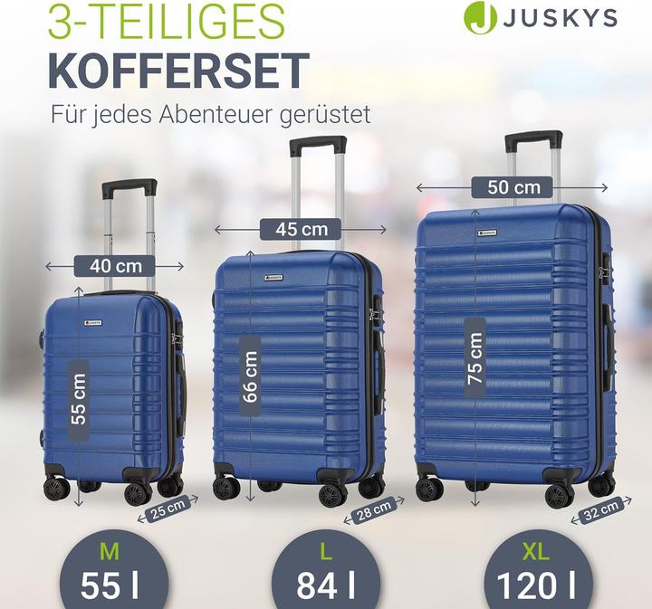 Produktbild Juskys Hartschalen-Kofferset (120 l, M (50 - 90l), L (90 - 115l), XL (ab 115l))