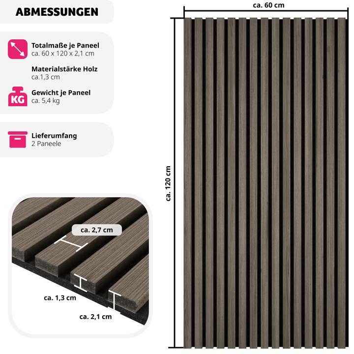 Image du produit tectake Lot de 2 panneaux acoustiques Sonic Wall imitation bois (2 pcs)