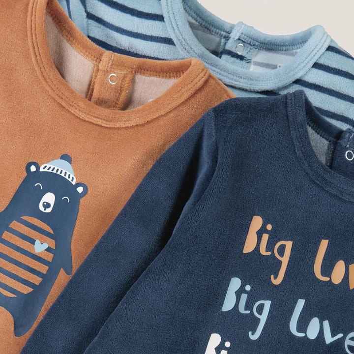 Produktbild La Redoute Collections 3er-Pack Strampler aus Samt