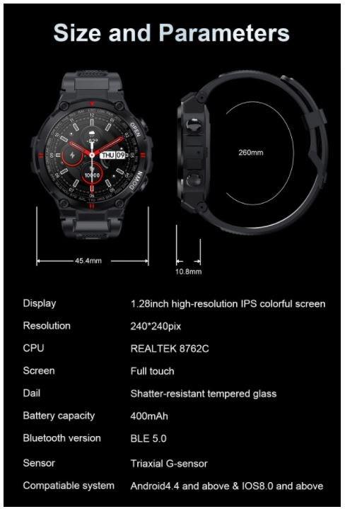 Produktbild Senbono Sport Smartwatch Black Max6 0pix Waterproof Ip68 - Functions Sport And Communicators. Phone