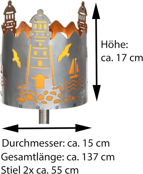 Image du produit Novaliv Gartenfackel Leuchtturm Feuerschale Metall mit Stiel Brennmittel Solarlampe LED