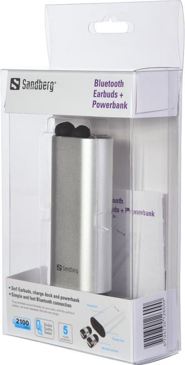 Actual product image Sandberg Bluetooth Earbuds + Powerbank (3 h, Wireless)