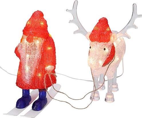 Image du produit Konstsmide Figurine LED en acrylique Père Noël avec renne, 40 LED