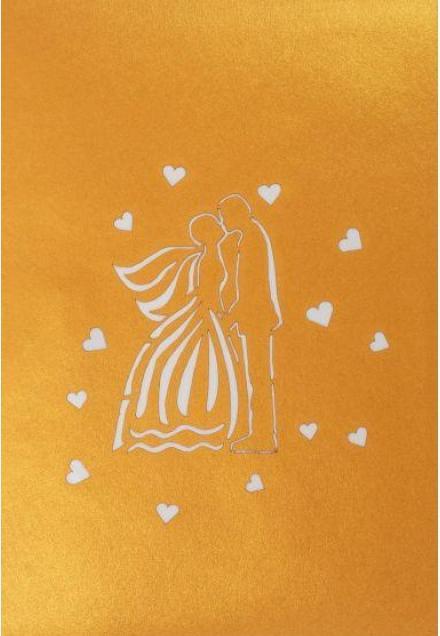 Image du produit Hervorragend Carte de voeux de mariage Couple d'or - 3D Pop-up (1 pcs)