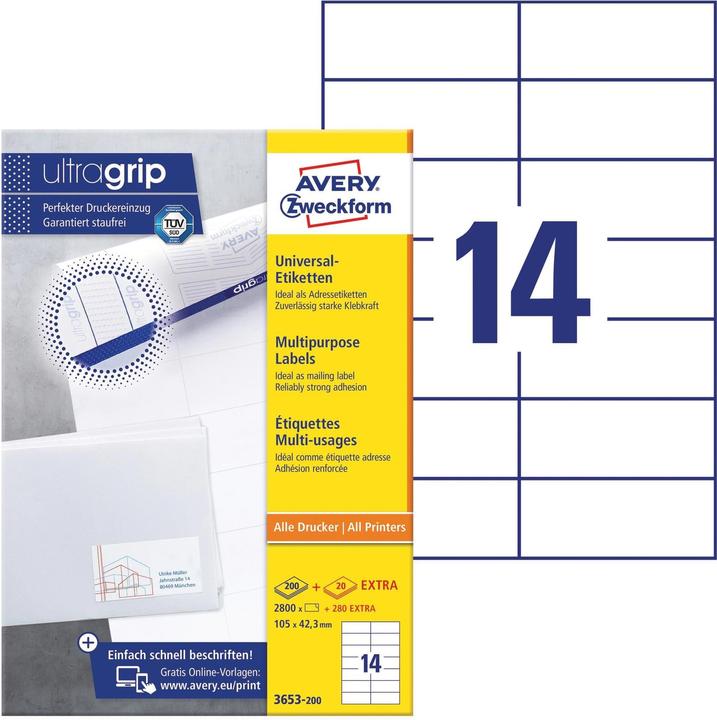 Actual product image Avery Universal labels