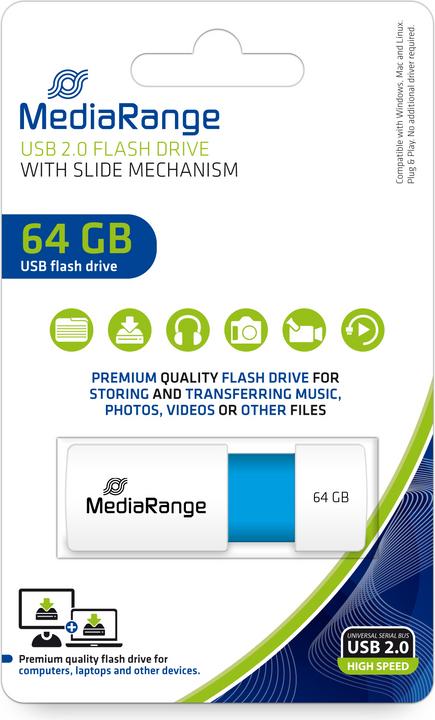 MediaRange USB Speicherstick, Color Edition (64 GB, USB-A)