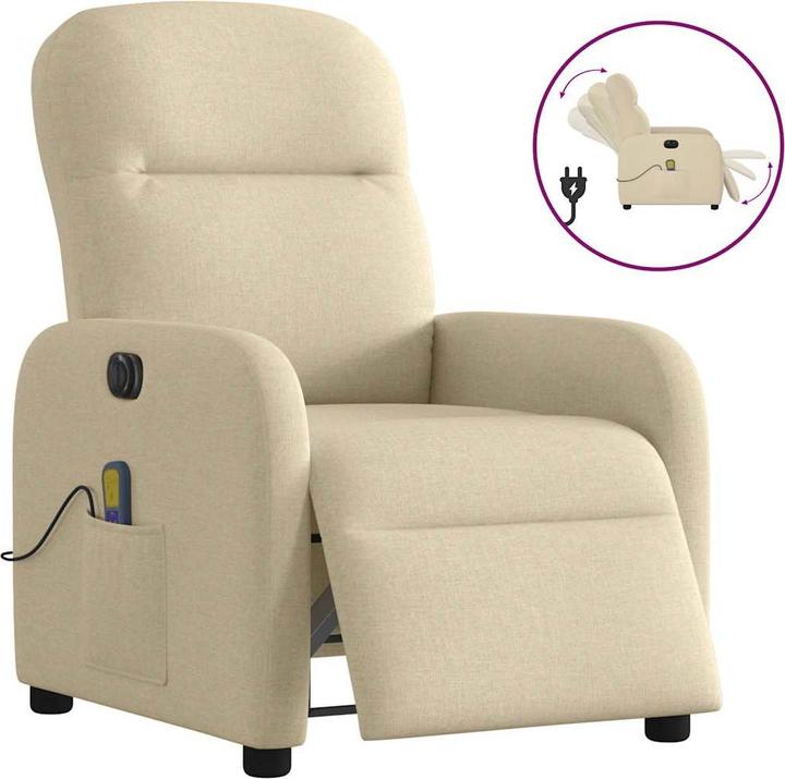 VidaXL Massagesessel Elektrisch Creme Stoff