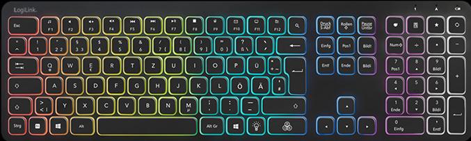 Produktbild LogiLink Keyboard Wireless Gaming Black (DE, Kabellos)