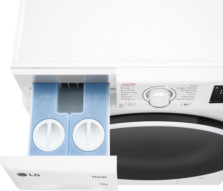 Image du produit LG F4R3710NSWW Lave-linge 10 kg AI DD, Classe A-10%, 1400 tr/min, Auto-dosage, Wi-Fi (10 kg, Gauche)