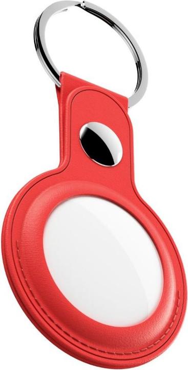 Actual product image Keybudz Leather Keyring for AirTag 2-pack (Color: Red)