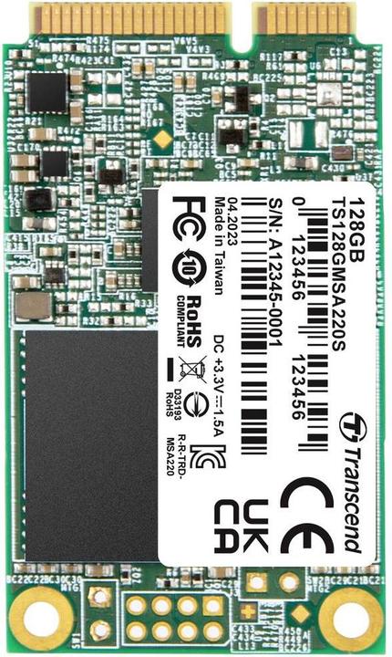 Actual product image Transcend SSD 128GB MSA220S mSATA 3D NAND, SATA3 (128 GB, mSATA)