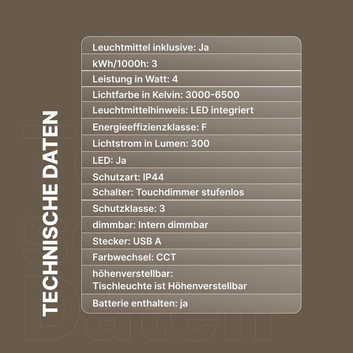 Produktbild Brilliant Akku Tischlampe (300 lm)