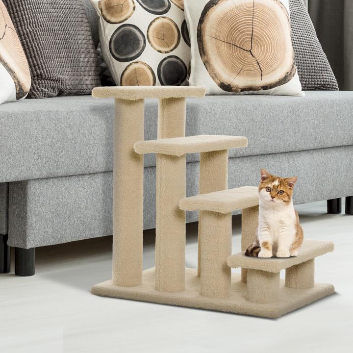 Immagine prodotto PawHut Scala per gatti con 4 gradini (60 cm, Bianco crema)