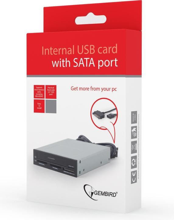 Produktbild Gembird FDI2-ALLIN1-03 card reader Internal Black, Grey (USB, SATA)