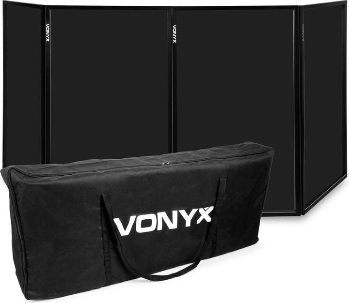 Vonyx DJ Booth - DB2B DJ-Leinwand inklusive Tasche - Set mit 4 Paneelen von 120 x 70 cm mit Tasche - Schwa