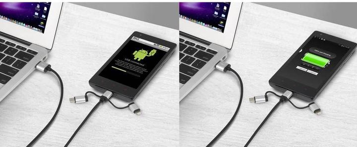Produktbild Renkforce 3-in-1 Micro-USB/Lightning/USB-C Lade- & Sync-Kabel 1.5 m (1.50 m, USB 2.0, 2.50 W)