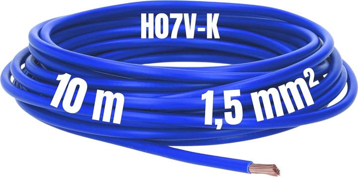 Produktbild Kalitec 10 Meter H07V-K 1,5 mm² dunkelblau Verdrahtungsleitung I Aderleitung flexibel I PVC Einzelad (10 m)