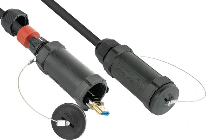 Actual product image Python AOC Hybrid High-Speed HDMI 2.0b, steel armoured, 4K @60Hz, 18 GBit/s, black, 20m, Series (20 m, HDMI)