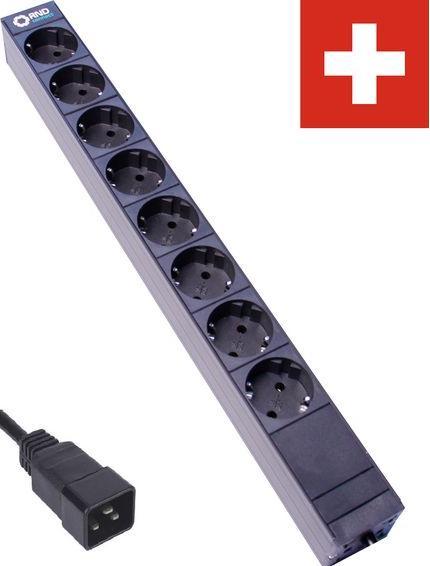 Image du produit RND PDU Multiprise 8x prise type F (CEE 7/3) avec contact de terre - IEC 60320 C20 Noir 3m