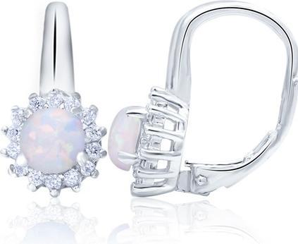 Beneto Silver earrings with opalescent crystals AGUC1205