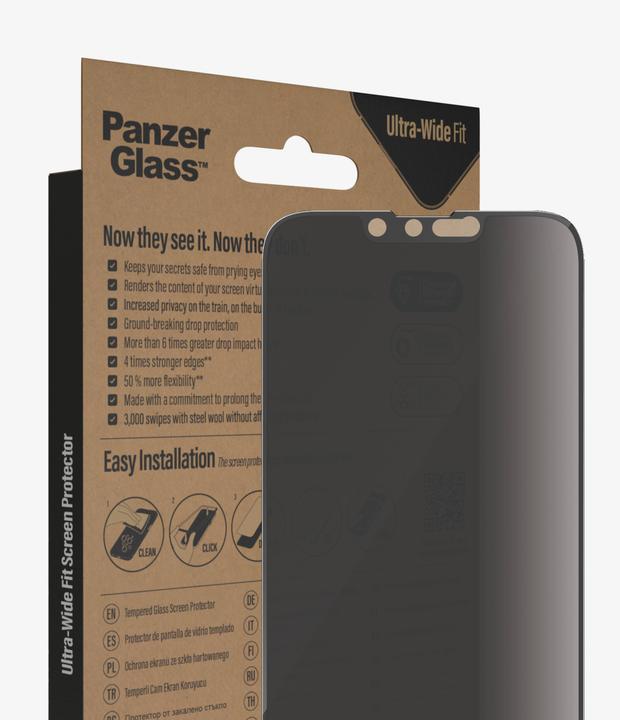 Immagine prodotto PanzerGlass Classic Fit Privacy (1 Pezzo/i, Apple iPhone 14, Apple iPhone 13 Pro, Apple iPhone 13)