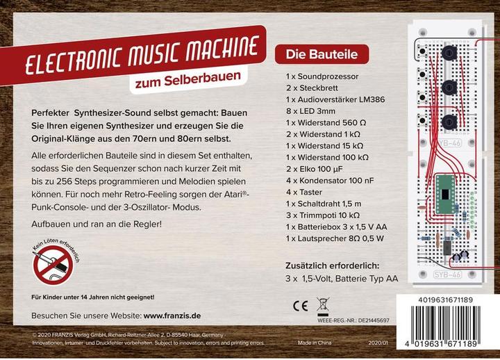 Productafbeelding Franzis Doe-het-zelf elektronische muziekmachine kit