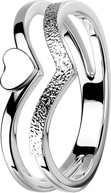 Star Piercing Ring silber zwei Winkel mit Herz
