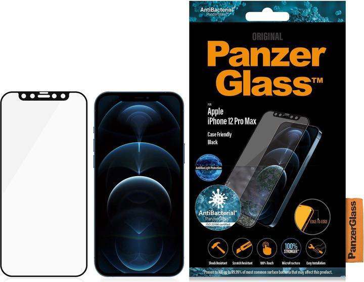 Productafbeelding PanzerGlass Koffervriendelijk Zwart AB ABL (1 Stuk, Apple iPhone 12 Pro Max)
