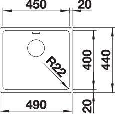 Actual product image Blanco Andano 450-U (Undermount sink, 45 cm, 49 cm)