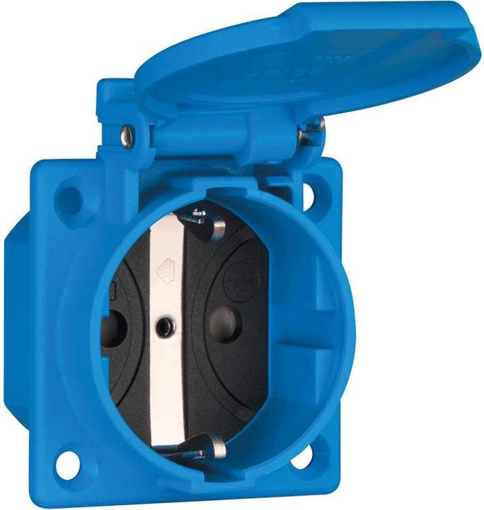 Actual product image ABL SCHUKO socket outlet, blue, IP54, with elev. BS, with screw terminals, cover