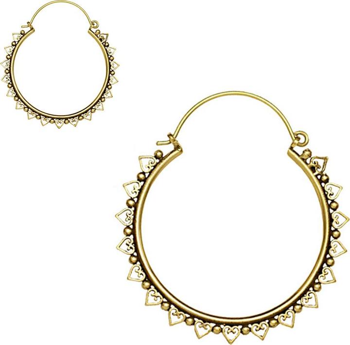 Star Piercing Ohrring vergoldet filigrane Herzen mit Kugeln (Messing)