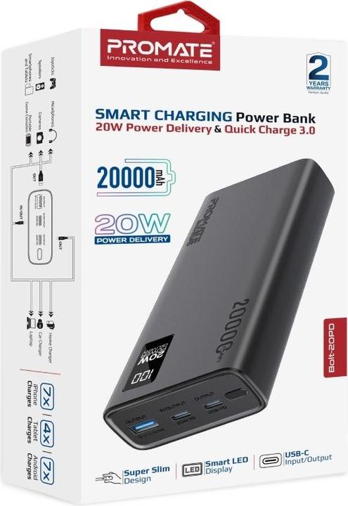Actual product image ProMate Bolt-20PD Powerbank 20000mAh (20000 mAh, 20 W, 74 Wh)