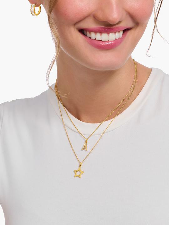 Immagine prodotto Thomas Sabo Catena con ciondolo a forma di lettera placcato oro A (Argento 925, 38 - 45 cm)