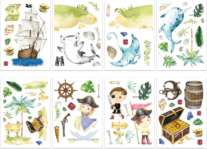 Papierdrachen Tatuaggi da parete - Pirati - Set 9 (22 x 30 cm)