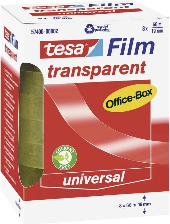 Image du produit tesa 8x tesafilm TRANSPARENT - à forte adhérence - résistant au vieillissement et à la déchirure (19 mm)