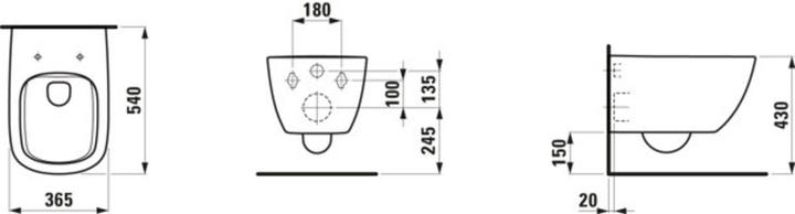 Actual product image Laufen Palomba wall-mounted WC washdown, rimless, H820802