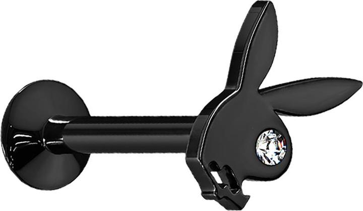 Star Piercing Micro Labret Innengewinde schwarz Playboy Bunny (Messing, Chirurgenstahl 316L)