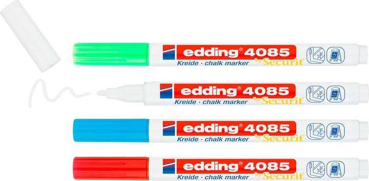 Produktbild Edding Kreidemarker (Rot, Hellblau, Weiss, Neongrün, 2 mm, 4 x)