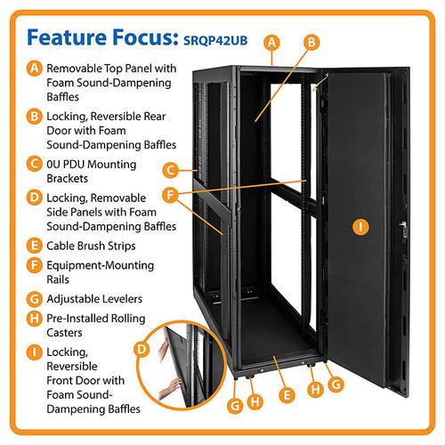 Actual product image Eaton SmartRack 42U Standard-Depth Quiet Server Rack Enclosure Cabinet with Sound Suppress (42 RU, 19 inch rack)