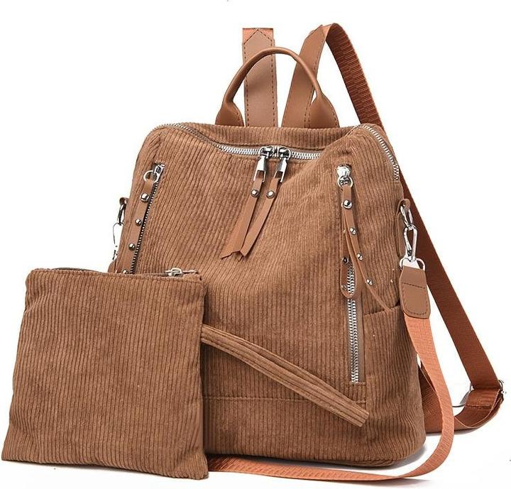 Produktbild Only-Bags.Store Schicker Cord-Rucksack - geräumig & vielseitig mit verstellbaren Riemen, Reissverschluss für den
