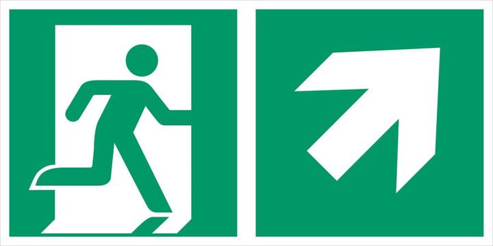 Image du produit Everglow Pictogramme Autocollant sortie de secours droite oblique avec bord lumineux 20x40cm