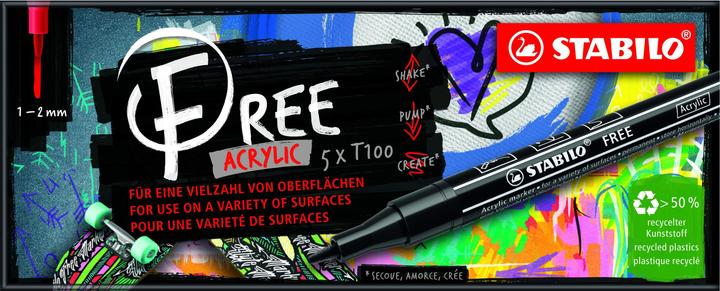 Produktbild STABILO Free (Orange, Pink, Green, Black, Purple, White, 2 mm, 5 x)