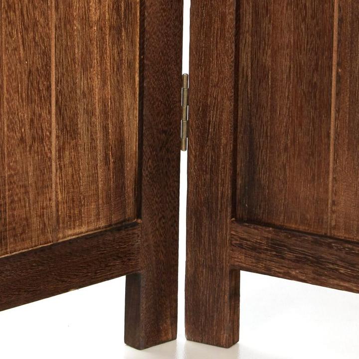 Produktbild Greendeco Paravent Raumteiler 3 teilig Holz Trennwand Rattan Optik Sichtschutz Braun