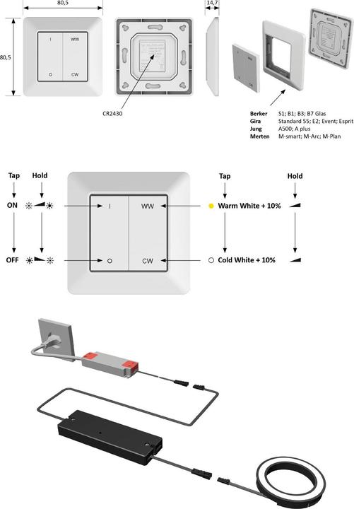 Produktbild Halemeier 1-Kanal Wandsender MultiWhite Smart