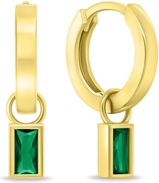 Brilio Silver - Minimalist 2in1 round earrings with zircons EA840YG