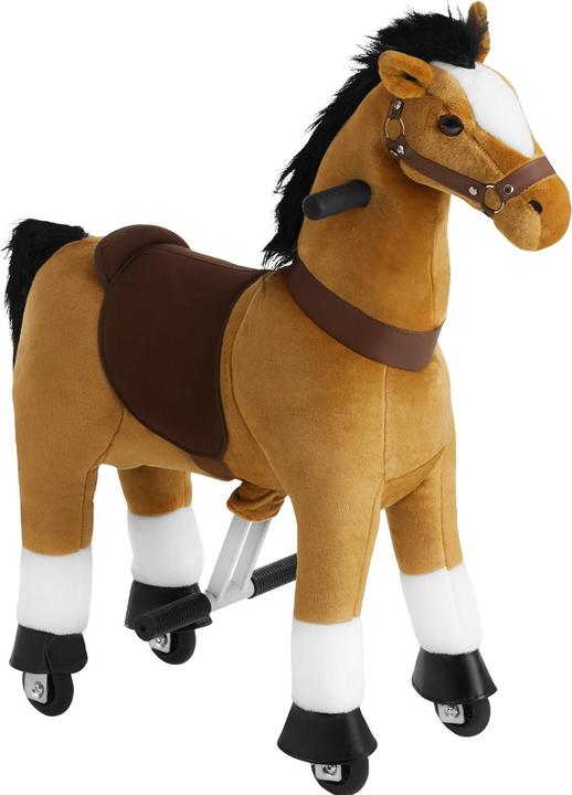 tectake Cheval à bascule sur roulettes en peluche